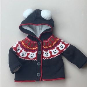 Hanna Andersson Bear Fleece-Lined Sweater Coat